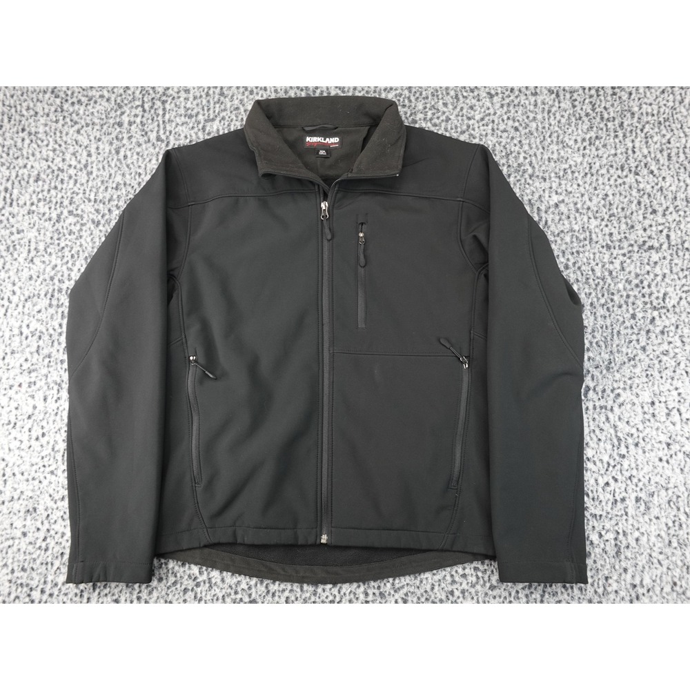 Kirkland Signature Softshell Jacket Mens Medium Black Excellent Fleece Lined Zip